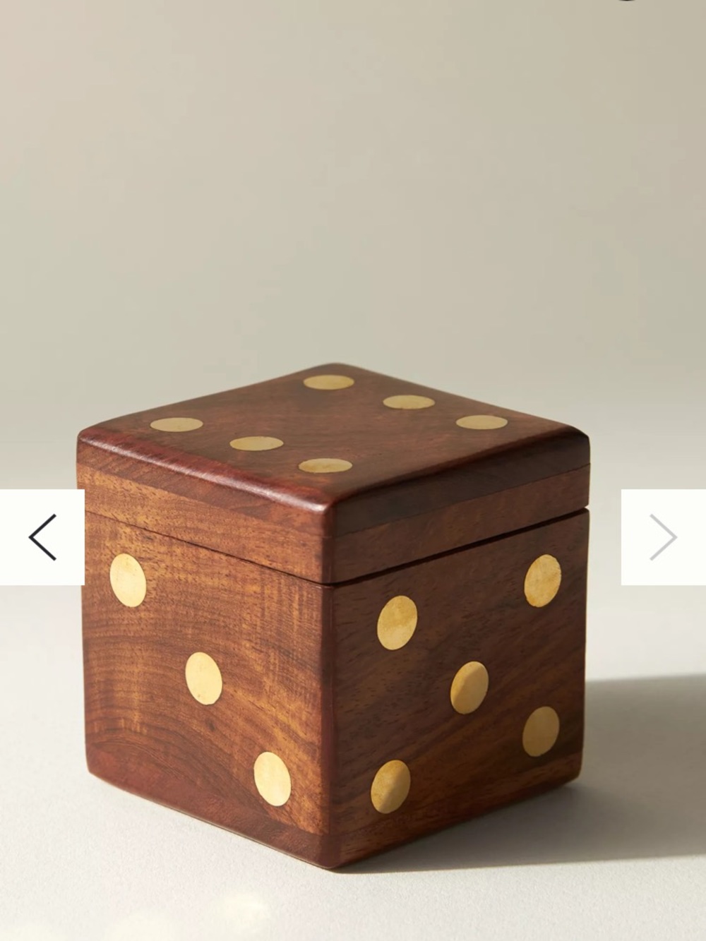 Handcrafted Wooden Dice and Storage Box - Brown with Gold Inlay - Picture 2 of 7